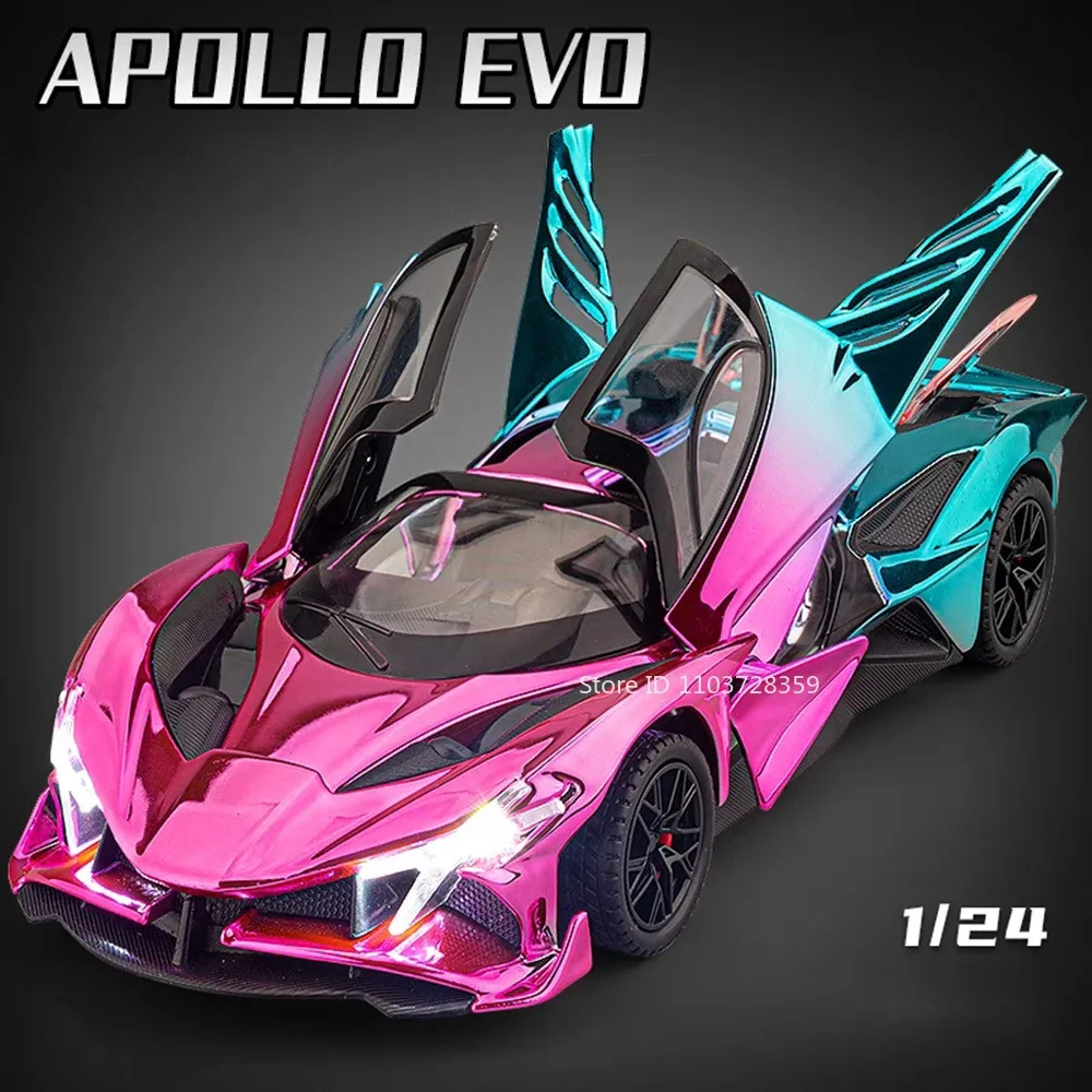 1:24 Apollo EVO Miniature Sports Car Model Toys Alloy Diecast Sound Light Doors Opened Pull Back Supercar Toy Gifts for Children
1:24 Apollo EVO Miniature Sports Car Model Toys Alloy Diecast Sound Light Doors Opened Pull Back Supercar Toy Gifts for Children