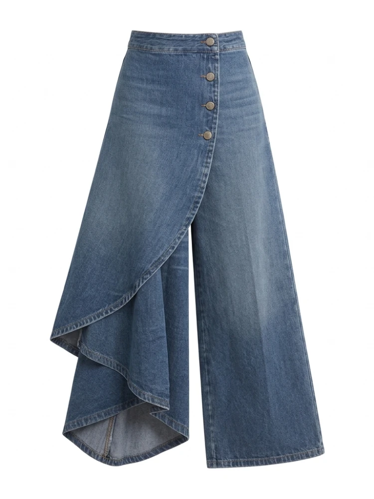 Bonboho Women's Trendy Jeans Light Blue Washed High Waist Asymmetric Wrap Wide Leg Denim Pants for Holiday & Office Trousers
Bonboho Women's Trendy Jeans Light Blue Washed High Waist Asymmetric Wrap Wide Leg Denim Pants for Holiday & Office Trousers