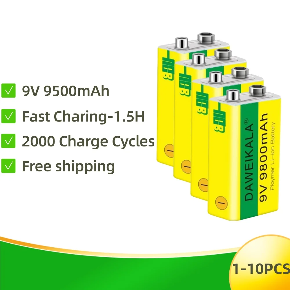 2025 9V 9800mAh li-ion Rechargeable battery Micro USB Batteries 9 v lithium for Multimeter Microphone Toy Remote Control KTV use
2025 9V 9800mAh li-ion Rechargeable battery Micro USB Batteries 9 v lithium for Multimeter Microphone Toy Remote Control KTV use