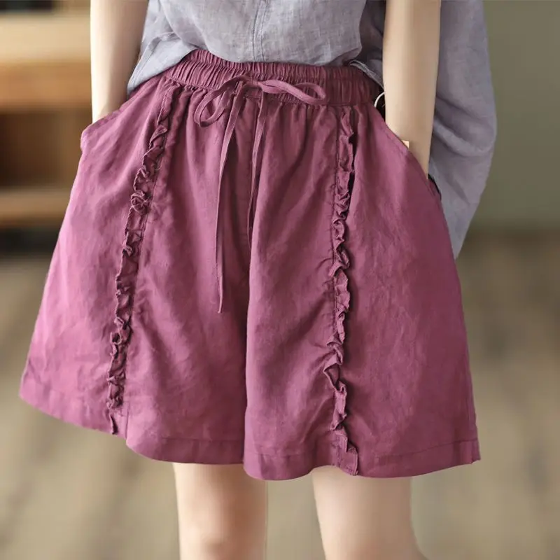 2026 Summer New Arrival Women's Cotton Linen Wide Leg Shorts Vintage with Ruffle Edges Drawstring Elastic Waist Loose Casual
2026 Summer New Arrival Women's Cotton Linen Wide Leg Shorts Vintage with Ruffle Edges Drawstring Elastic Waist Loose Casual