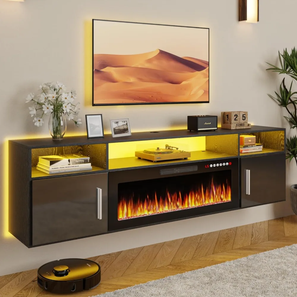 Floating TV Stand with 36" Electric Fireplace - Wall Mounted Entertainment Center with LED Lights & Storage Cabinet
Floating TV Stand with 36" Electric Fireplace - Wall Mounted Entertainment Center with LED Lights & Storage Cabinet