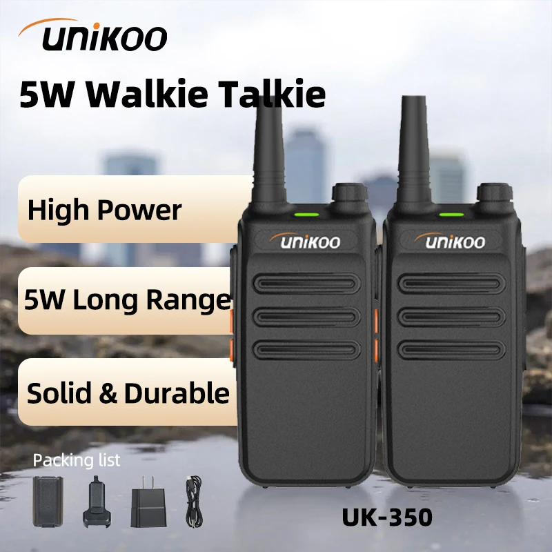 UNIKOO UK350 5W Walkie Talkie Long Range 3-5Km Powerful 1pc or 2pcs Durableht Two-way Radio Transceiver for Camping 
UNIKOO UK350 5W Walkie Talkie Long Range 3-5Km Powerful 1pc or 2pcs Durableht Two-way Radio Transceiver for Camping