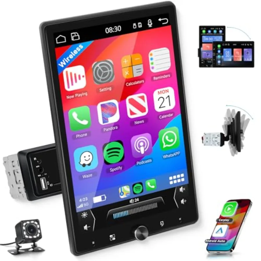 Wireless CarPlay Stereo for Cars, IPS Touch Screen, Black, 2025 Upgraded Rotatable HD Display with Android Auto, Bluetooth, RDS
Wireless CarPlay Stereo for Cars, IPS Touch Screen, Black, 2025 Upgraded Rotatable HD Display with Android Auto, Bluetooth, RDS