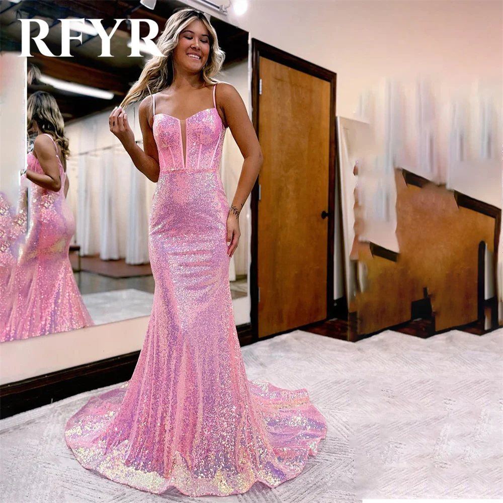 RFYR Pink Sequin Elegant Evening Dress Spaghetti Strap Trumpet Pleats Trumpet Prom Dress Sleeveless Formal Party Gown Customized
RFYR Pink Sequin Elegant Evening Dress Spaghetti Strap Trumpet Pleats Trumpet Prom Dress Sleeveless Formal Party Gown Customized