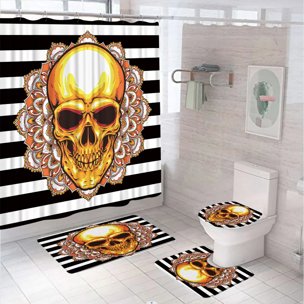 Horror Skull Shower Curtain Set For Bathroom Decor Mandala Floral Black White Stripe Non-Slip Rug Toilet Lid Cover Bath Mat Home
Horror Skull Shower Curtain Set For Bathroom Decor Mandala Floral Black White Stripe Non-Slip Rug Toilet Lid Cover Bath Mat Home