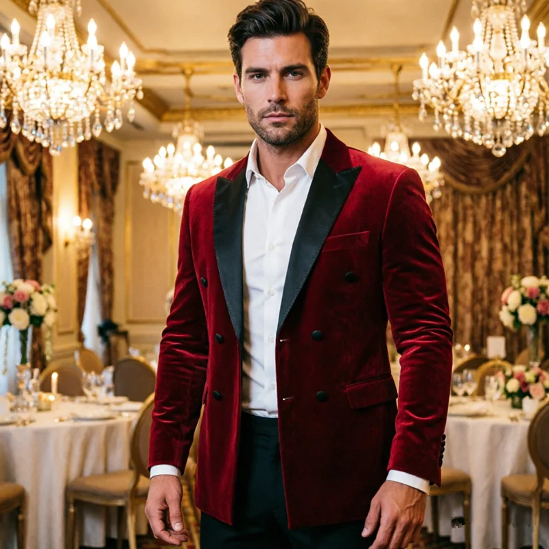 British Style Men's Business Social Double-breasted Red Velvet Suit Male Court Wedding Banquet Party Dress Blazer Jacket
British Style Men's Business Social Double-breasted Red Velvet Suit Male Court Wedding Banquet Party Dress Blazer Jacket