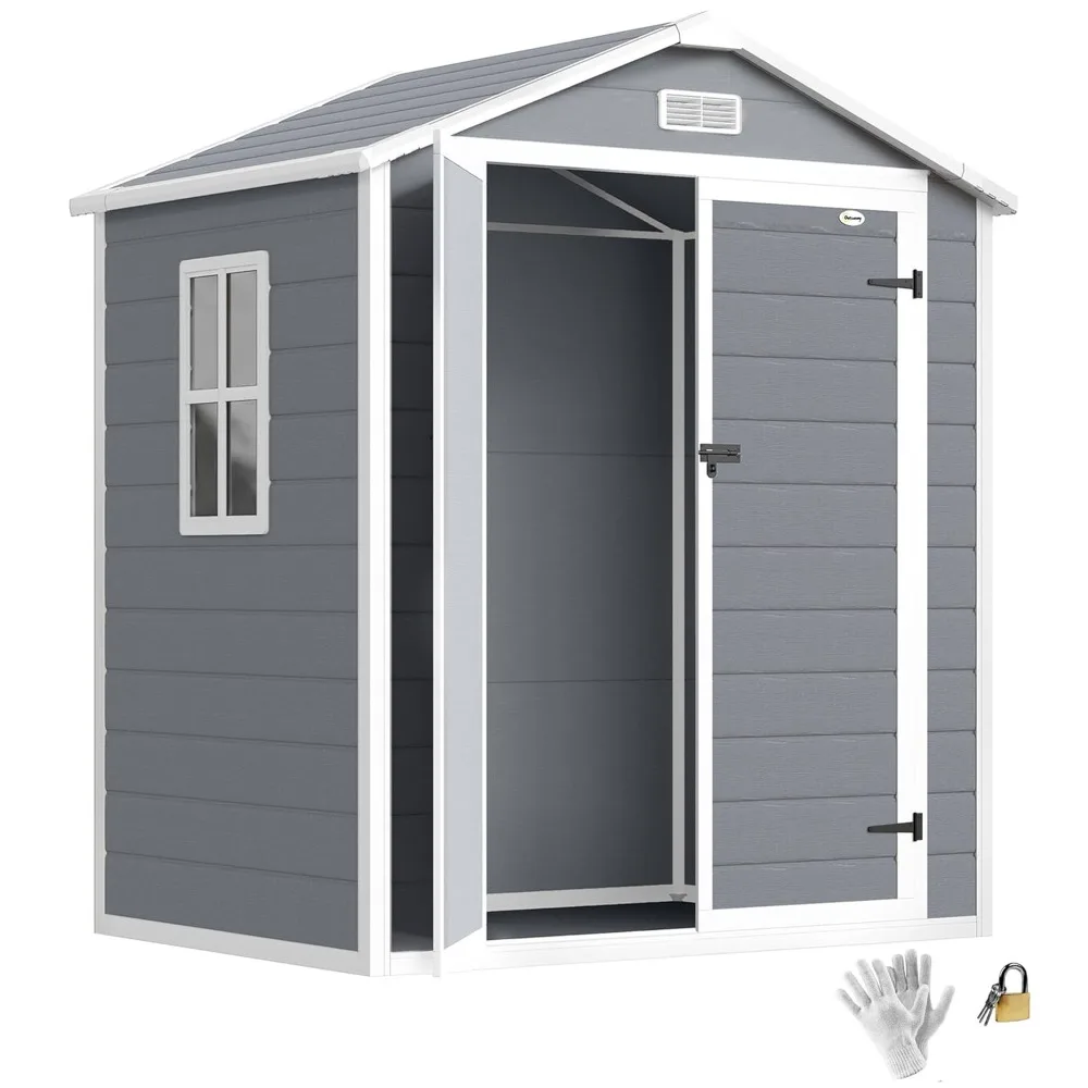 Outdoor Storage Shed Waterproof Resin with Floor Window Lockable Door Vent All-Weather Garden Tool for Backyard Patio, Custom
Outdoor Storage Shed Waterproof Resin with Floor Window Lockable Door Vent All-Weather Garden Tool for Backyard Patio, Custom