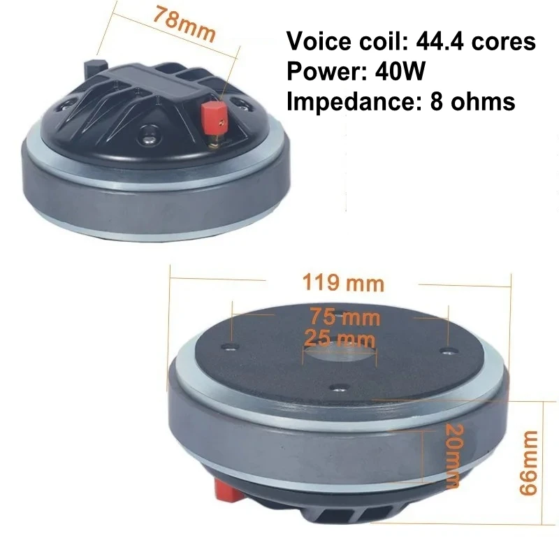 1pcs Voice coil: 44.4 cores Power: 40W Impedance: 8 ohms Horn treble driver head stage speaker sound system treble speaker unit
1pcs Voice coil: 44.4 cores Power: 40W Impedance: 8 ohms Horn treble driver head stage speaker sound system treble speaker unit