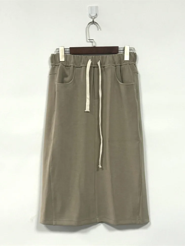 Solid Color Women Knee-Length Skirt Drawstring Casual Elastic Waist Summer 2024 Female Jupe with Pockets
Solid Color Women Knee-Length Skirt Drawstring Casual Elastic Waist Summer 2024 Female Jupe with Pockets