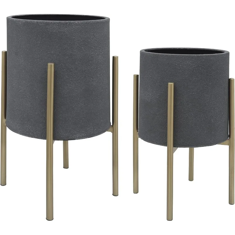 Sagebrook Home Indoor and Outdoor Metal Planter Pot Stands, Set of 2, Dark Gray and Gold, 14 L x 14 W x 23 H
Sagebrook Home Indoor and Outdoor Metal Planter Pot Stands, Set of 2, Dark Gray and Gold, 14 L x 14 W x 23 H