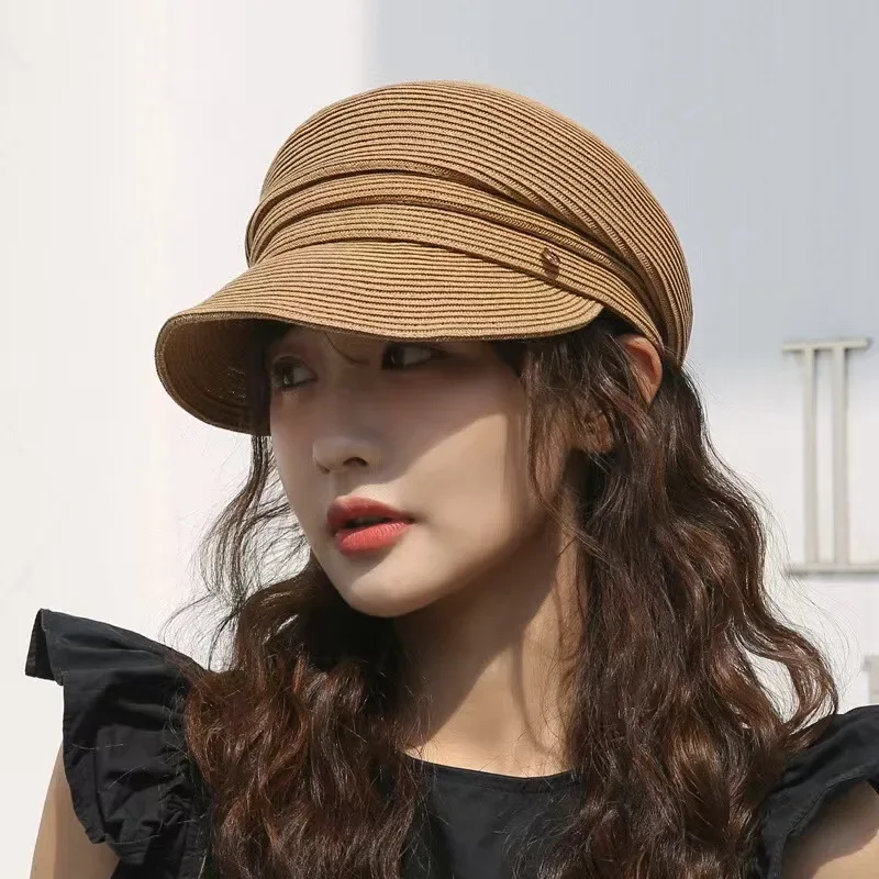 Japanese Octagonal Straw Beret - Women's Summer Solid Color Flat Top Painter Hat, Casual Military Style Sun Hat
Japanese Octagonal Straw Beret - Women's Summer Solid Color Flat Top Painter Hat, Casual Military Style Sun Hat