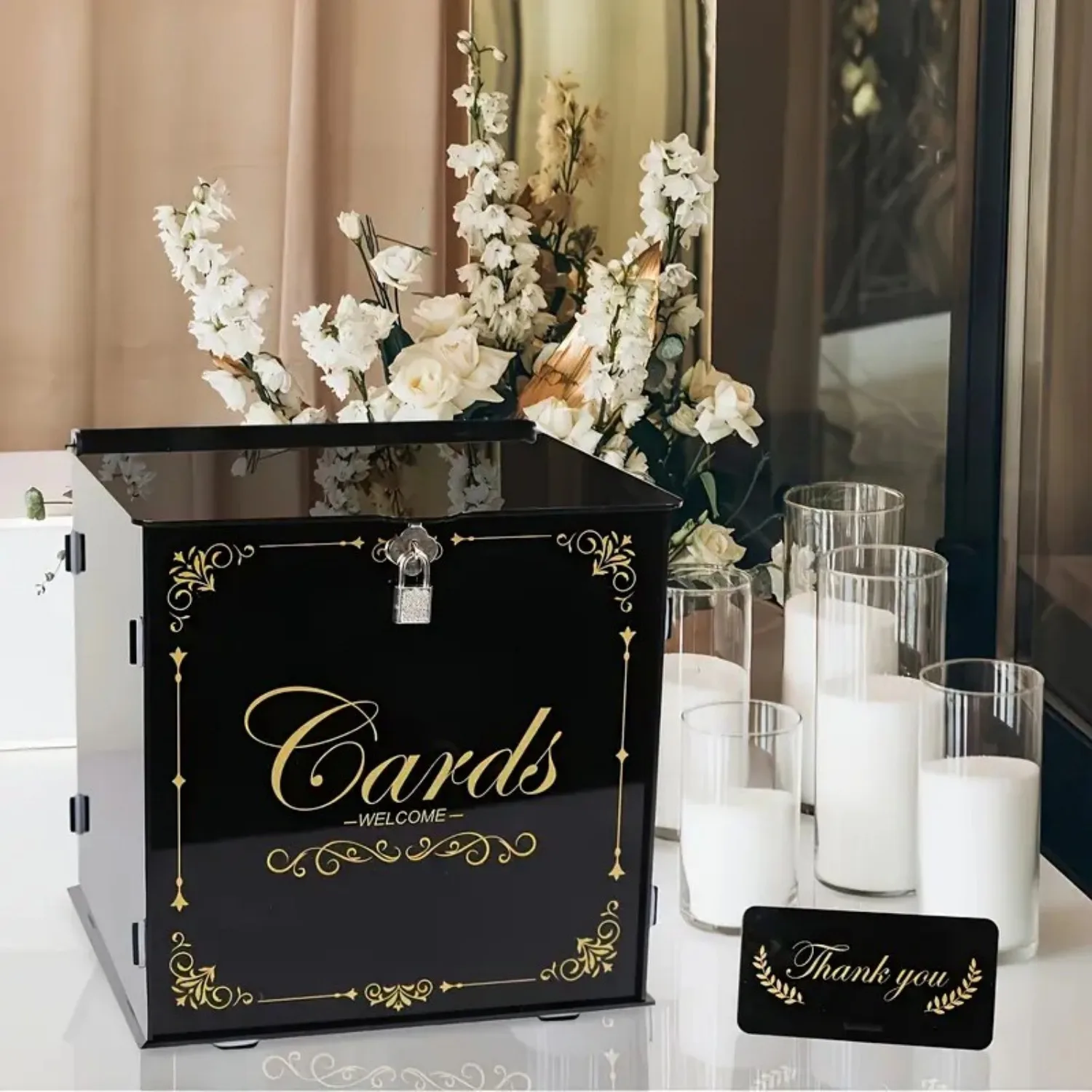 1pc Elegant Acrylic Wedding Card Box - Gift Card Box for Wedding Reception for Wedding, Black Glossy Gift Card Holder, DIY Envel
1pc Elegant Acrylic Wedding Card Box - Gift Card Box for Wedding Reception for Wedding, Black Glossy Gift Card Holder, DIY Envel