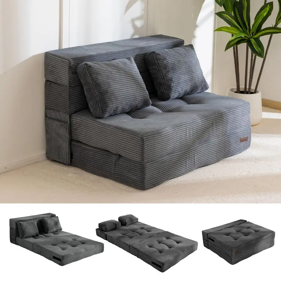 Convertible Sofa Bed, Fold Out Loveseat Sleeper Sofa with Pillow, 4 in 1 Tufted Folding Couch Bed Foam Floor Couch, Lazy Chair
Convertible Sofa Bed, Fold Out Loveseat Sleeper Sofa with Pillow, 4 in 1 Tufted Folding Couch Bed Foam Floor Couch, Lazy Chair