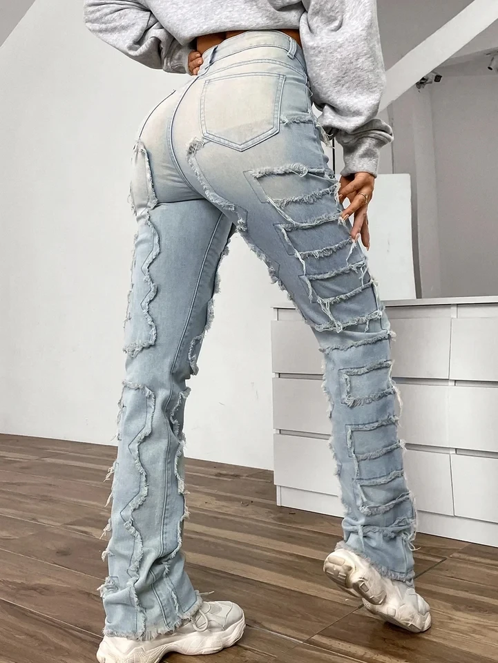 Embroidered Jeans Solid Color Elastic Patch Denim Laminated Straight Cowgirl Y2k Jeans Women's Spring and Autumn New Fashion
Embroidered Jeans Solid Color Elastic Patch Denim Laminated Straight Cowgirl Y2k Jeans Women's Spring and Autumn New Fashion