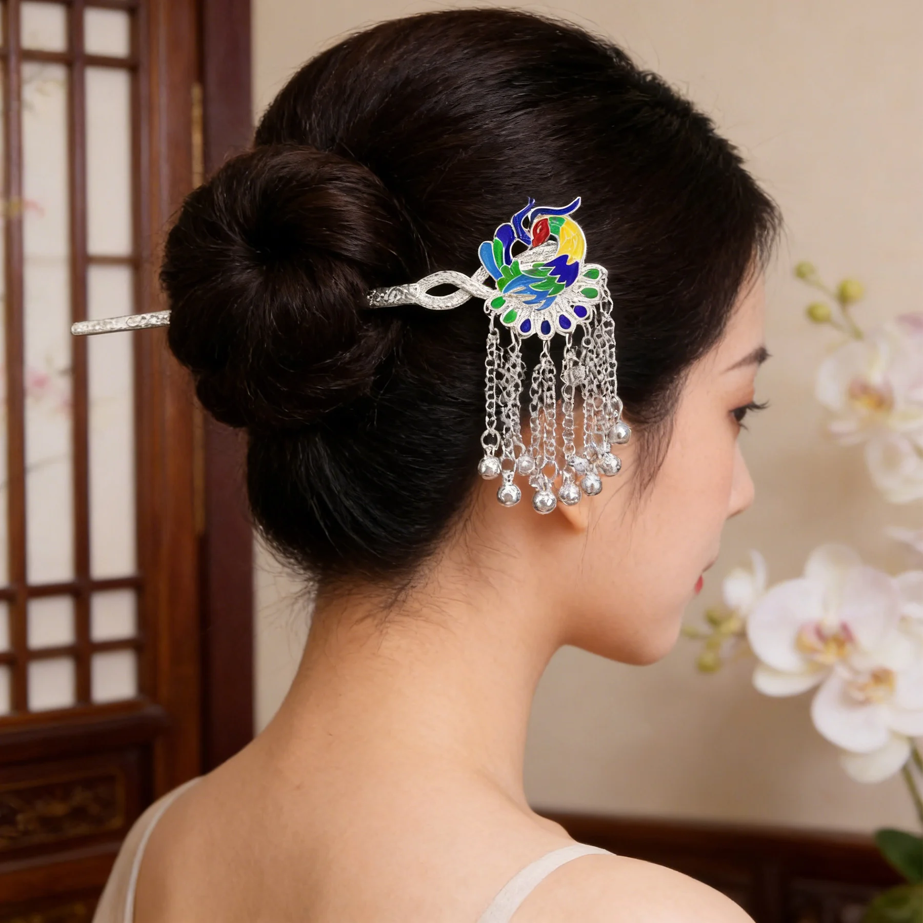 Ethnic Style Imitation Miao Silver Colored Oil Dropping Peacock Hairpin For Women Colorful Enamel Animal Hair Stick Jewelry
Ethnic Style Imitation Miao Silver Colored Oil Dropping Peacock Hairpin For Women Colorful Enamel Animal Hair Stick Jewelry