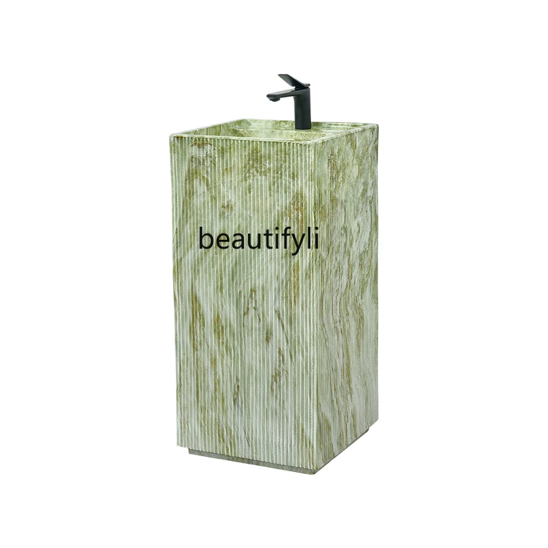Stand Column Type Wash Basin Green Marble Stone Pattern Basin Integrated Floor Type Wash Basin
Stand Column Type Wash Basin Green Marble Stone Pattern Basin Integrated Floor Type Wash Basin