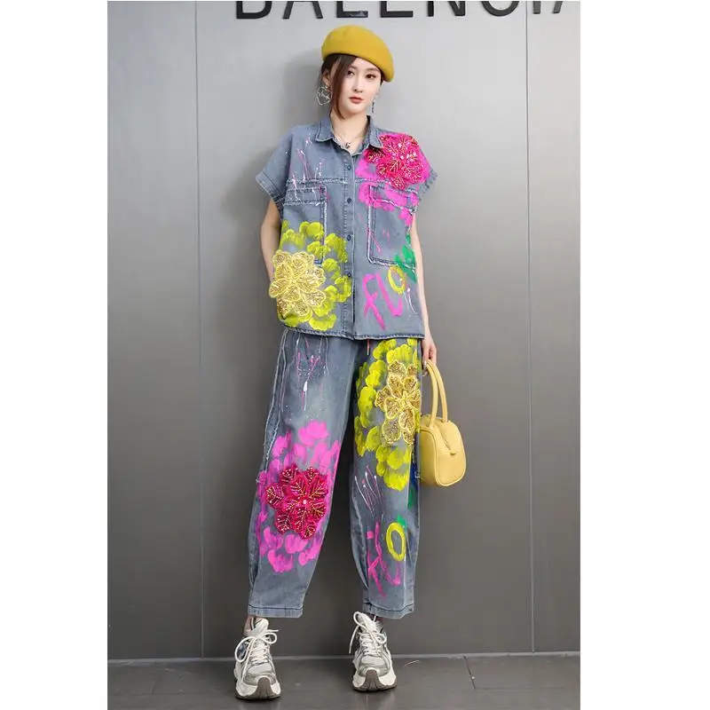Niche Design Sense 2025 Spring New Denim Set Women's Sequin Embroidered Flower Coat Haren Pants Oversize костюм женский платье
Niche Design Sense 2025 Spring New Denim Set Women's Sequin Embroidered Flower Coat Haren Pants Oversize костюм женский платье