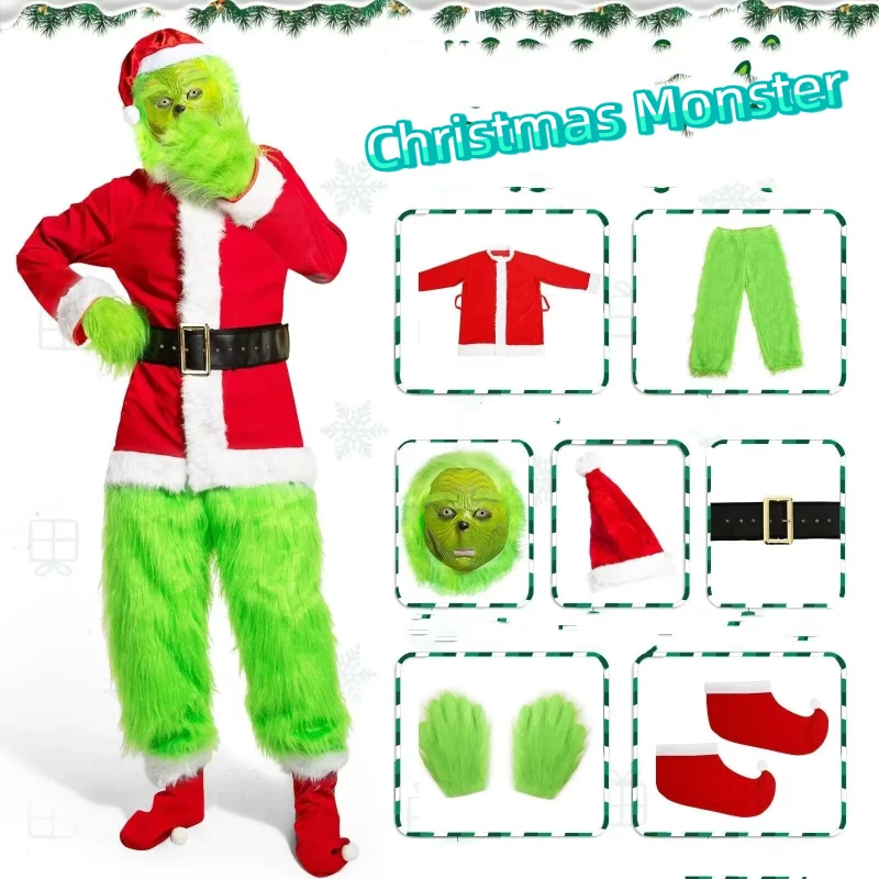 Whimsical Green The Grinch Plush Fleece Costume Classic Santa Claus Perfect for Halloween The Green-Haired Grinch Carnival Party
Whimsical Green The Grinch Plush Fleece Costume Classic Santa Claus Perfect for Halloween The Green-Haired Grinch Carnival Party