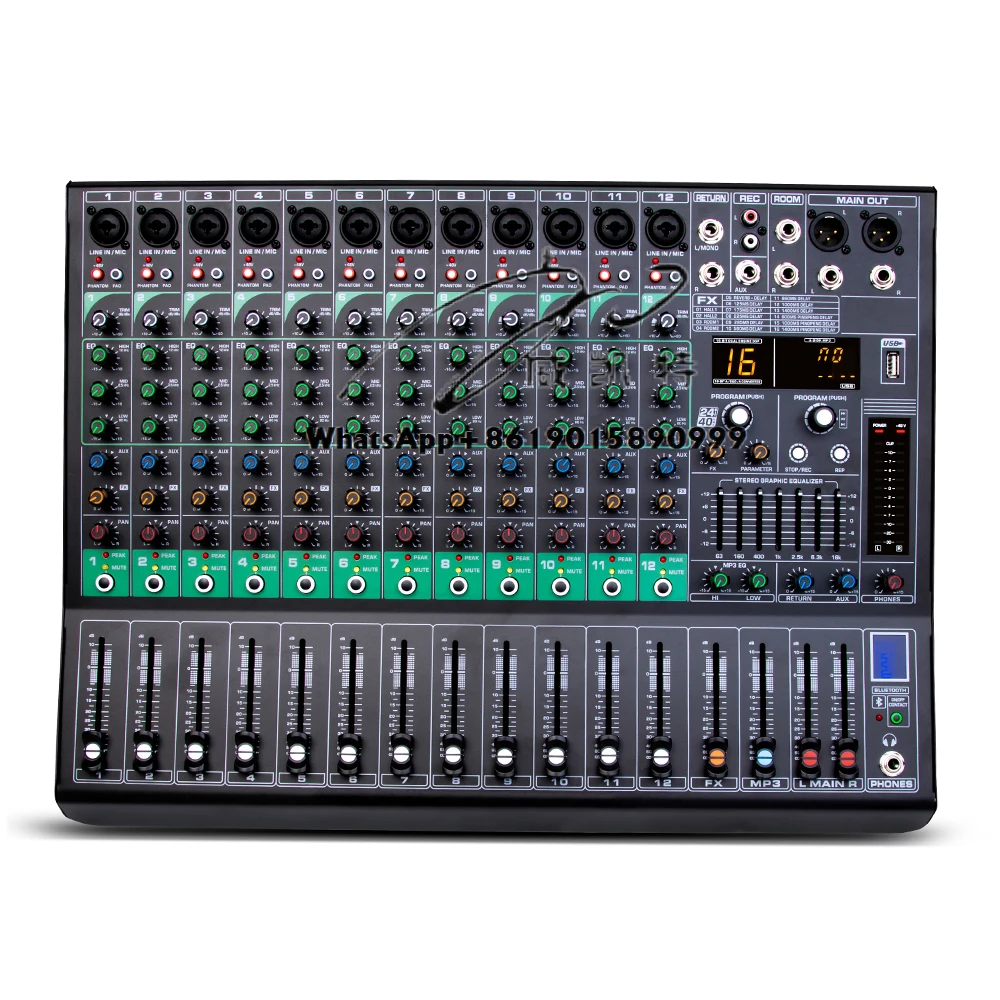 G120 Профессиональный фантомный источник питания 48 В, 12-канальный аудиомикшер для больших выступлений на сцене
G120 Профессиональный фантомный источник питания 48 В, 12-канальный аудиомикшер для больших выступлений на сцене