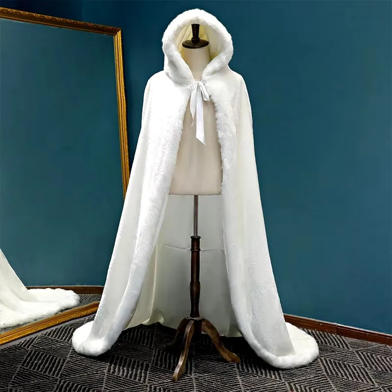 Hot Sale Bridal Wraps Winter Long warm capes white wedding cloak Floor Length Bride shawl Faux fur cape coat Wedding Accessories
Hot Sale Bridal Wraps Winter Long warm capes white wedding cloak Floor Length Bride shawl Faux fur cape coat Wedding Accessories