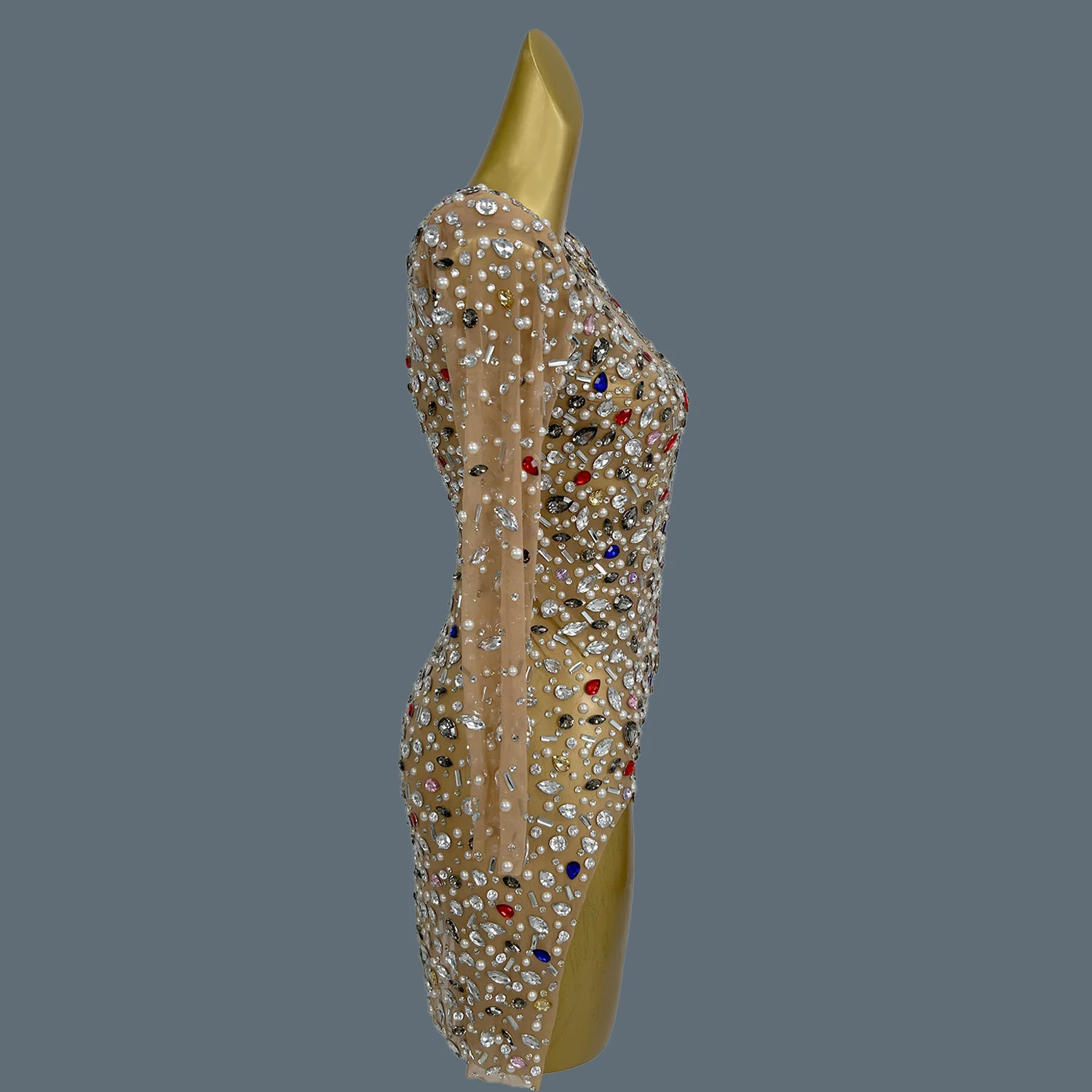 Sparkly Full Rhinestone Asymmetrical Bodycon Wrap Dress for Sexy Women Long Sleeved Mini Dress High-end Party Evening Dress Puer 
Sparkly Full Rhinestone Asymmetrical Bodycon Wrap Dress for Sexy Women Long Sleeved Mini Dress High-end Party Evening Dress Puer