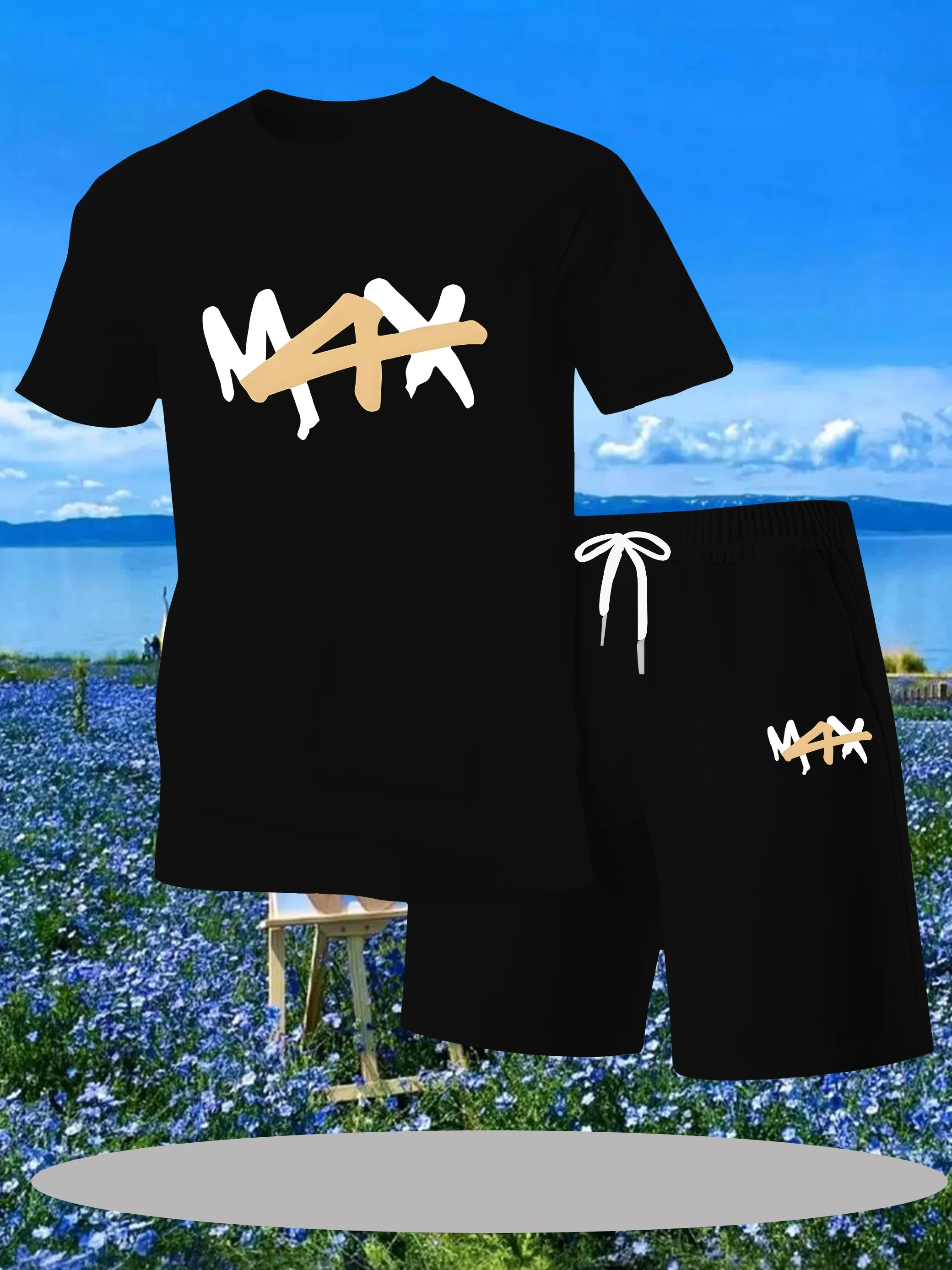 Men's casual loose T-shirt and shorts set, comfortable round neck summer pattern print set, short sleeved
Men's casual loose T-shirt and shorts set, comfortable round neck summer pattern print set, short sleeved