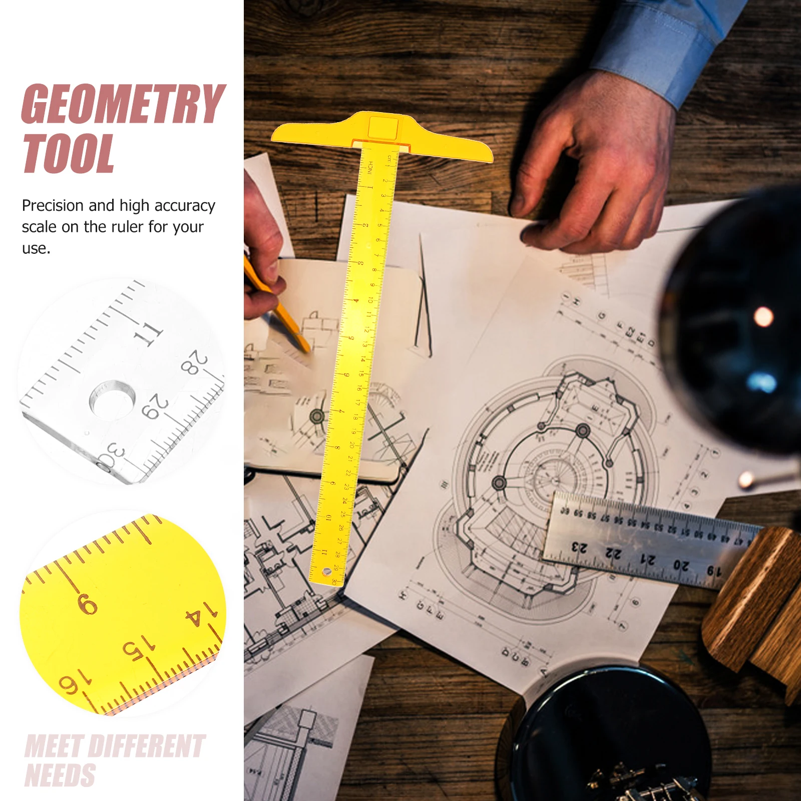 2Pcs T Shape Ruler Plastic Double Scale Measuring Tool for Drafting Precision Transparent Straight Edge Academic Design Student
2Pcs T Shape Ruler Plastic Double Scale Measuring Tool for Drafting Precision Transparent Straight Edge Academic Design Student