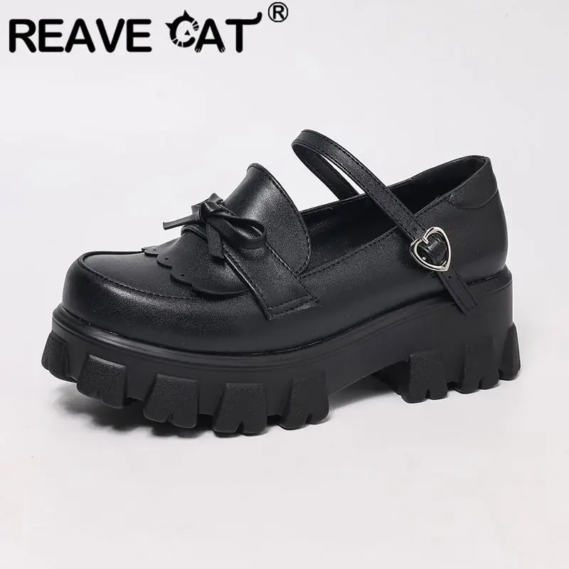 Туфли-лодочки REAVE CAT черные женские с круглым носком, на толстом каблуке 5,5 см, на платформе, с ремешком на пряжке и бантом, повседневные, в стиле Лолита, большие размеры 43, 44, 45
Туфли-лодочки REAVE CAT черные женские с круглым носком, на толстом каблуке 5,5 см, на платформе, с ремешком на пряжке и бантом, повседневные, в стиле Лолита, большие размеры 43, 44, 45