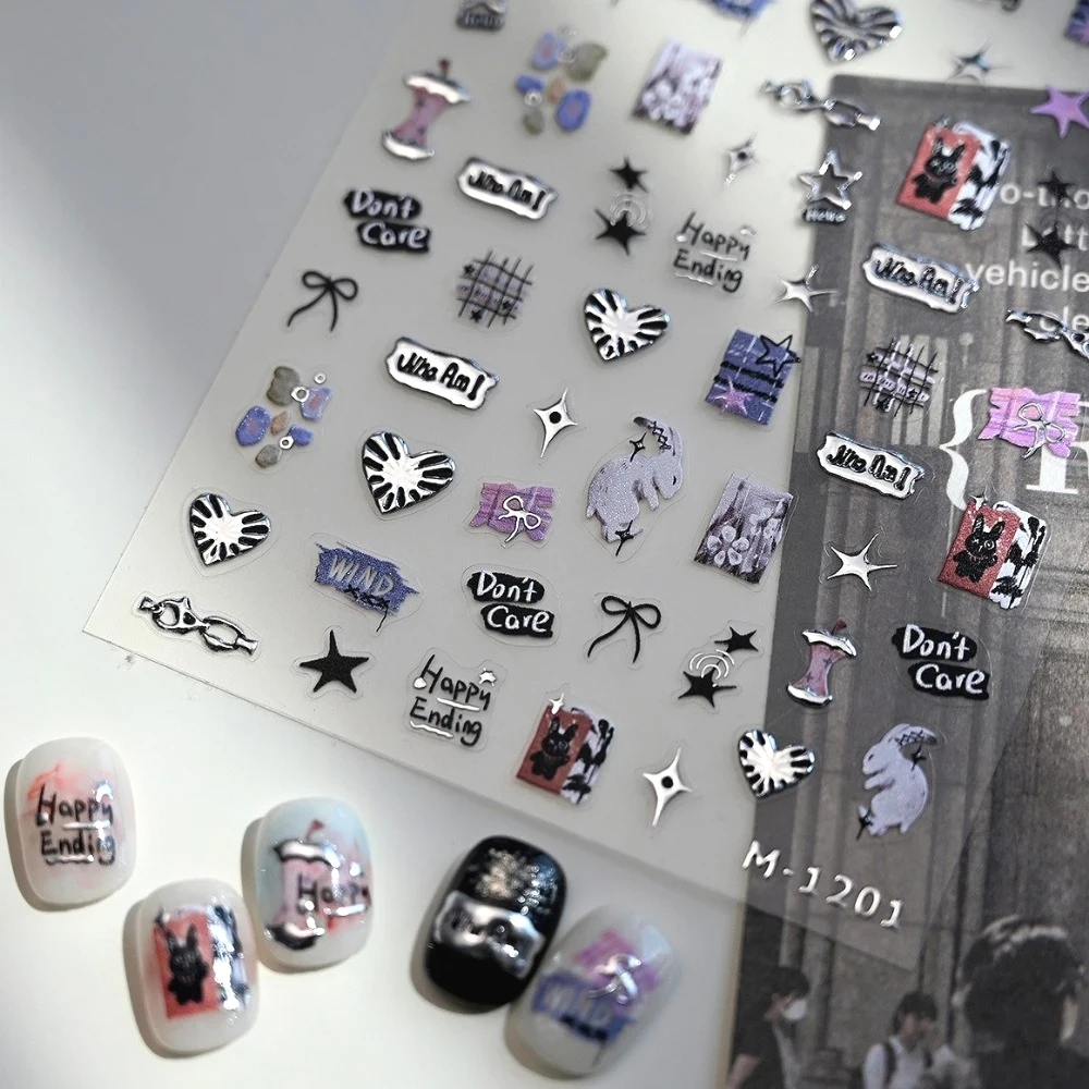 Fashion Graffit Bowknot Flowers Butterfly Clock Stars Kitten 3D Self Adhesive Nail Art Stickers Silver Stamped Manicure Decals
Fashion Graffit Bowknot Flowers Butterfly Clock Stars Kitten 3D Self Adhesive Nail Art Stickers Silver Stamped Manicure Decals