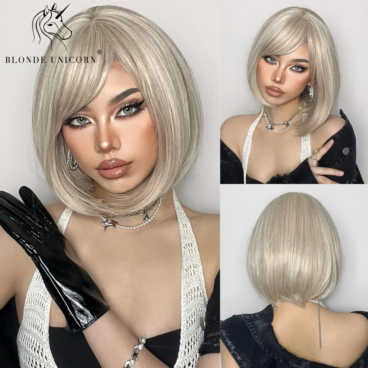 Platinum Blonde Short Straight Bob Synthetic Wig with Bangs for Women Heat Resistant Hair for Daily Party Cosplay
Platinum Blonde Short Straight Bob Synthetic Wig with Bangs for Women Heat Resistant Hair for Daily Party Cosplay