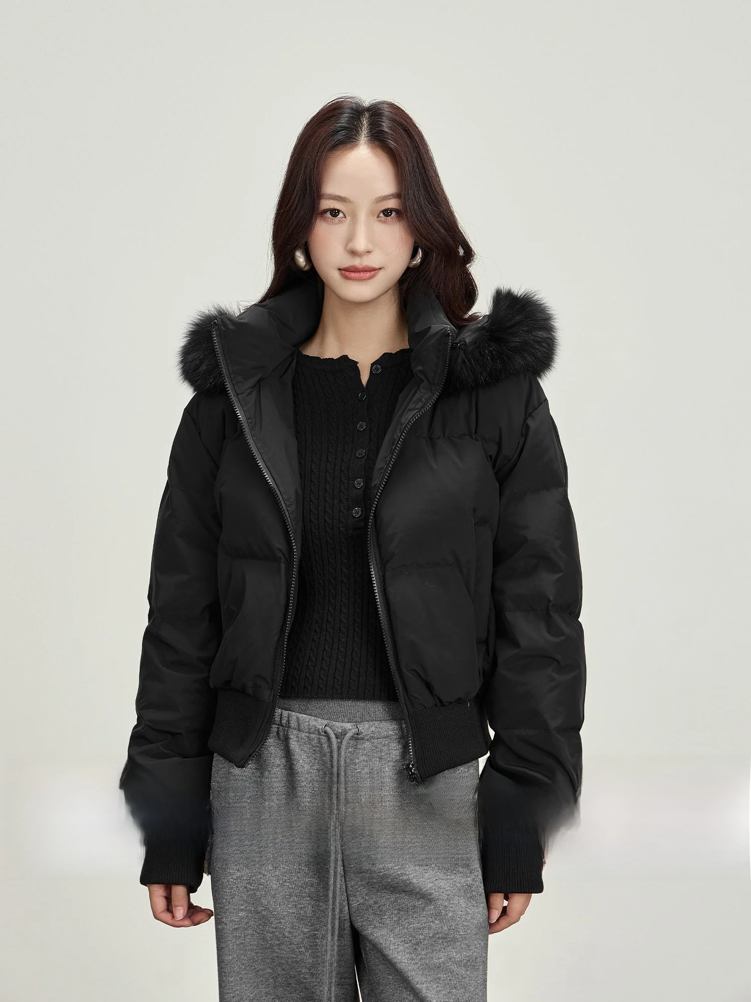 Thiened Bla Fur Collar down Jaet Women's Winter Coat White Du Feather Warm Hooded ort Sle Simple Loose Fit Coat
Thiened Bla Fur Collar down Jaet Women's Winter Coat White Du Feather Warm Hooded ort Sle Simple Loose Fit Coat