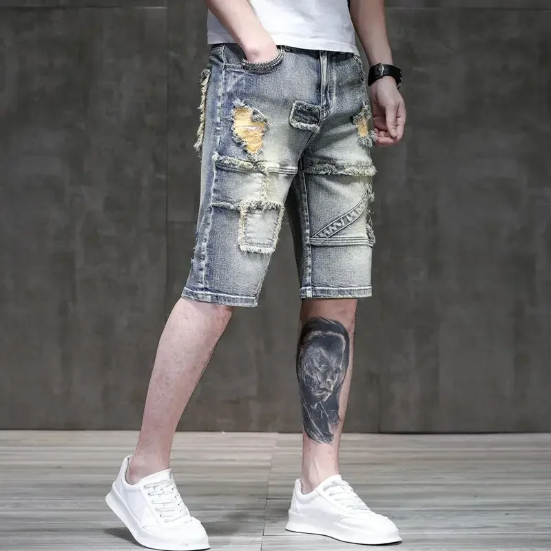 With Pockets Man Denim Shorts Skinny Ripped Long Bermuda Half Slim Short Jeans Pants for Men Korean Fashion Luxury Cut Retro Xl
With Pockets Man Denim Shorts Skinny Ripped Long Bermuda Half Slim Short Jeans Pants for Men Korean Fashion Luxury Cut Retro Xl