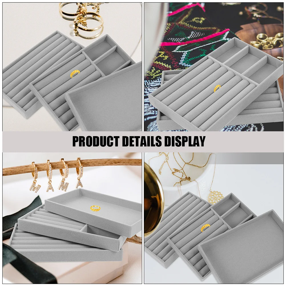 3Pcs Jewelry Organizer Tray Ring Earring Necklace Bracelet Storage Display Drawer Insert for Home and Retail Use
3Pcs Jewelry Organizer Tray Ring Earring Necklace Bracelet Storage Display Drawer Insert for Home and Retail Use