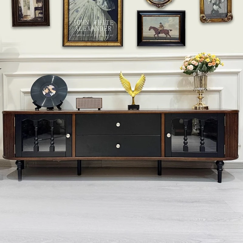 French retro pure solid wood TV cabinet black American small apartment red oak living room floor cabinet
French retro pure solid wood TV cabinet black American small apartment red oak living room floor cabinet