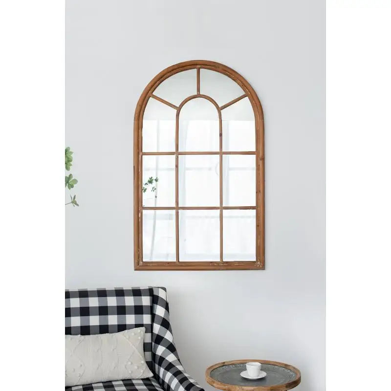 Large Arched Accent Mirror 34"x54.3" with Brown Frame, Decorative Window Design, Classic Architecture Style, Solid Fir Wood
Large Arched Accent Mirror 34"x54.3" with Brown Frame, Decorative Window Design, Classic Architecture Style, Solid Fir Wood