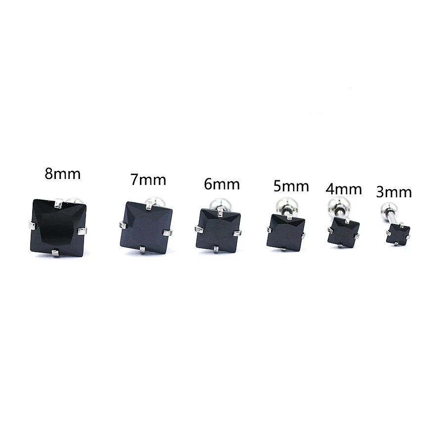 Screw 1.2*6mm Stainless Steel With Square AAA Black Zircon Stud Earrings Fashion No Fade Allergy Free
Screw 1.2*6mm Stainless Steel With Square AAA Black Zircon Stud Earrings Fashion No Fade Allergy Free