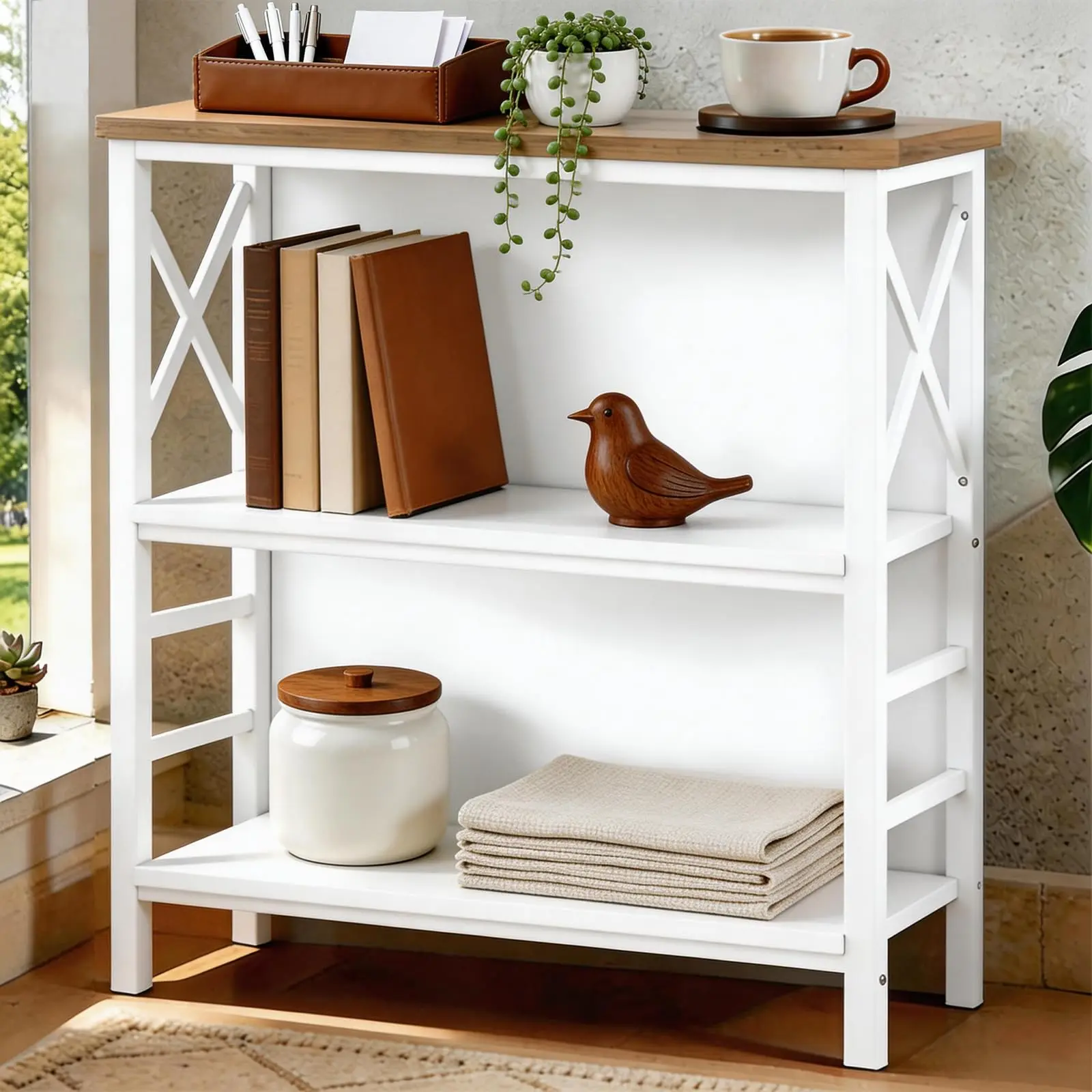 Compact 3-Shelf Industrial Storage Unit With Sturdy Metal Frame And Wooden Top, 29.5 Inch Tall For Living Room, Bedroom Or
Compact 3-Shelf Industrial Storage Unit With Sturdy Metal Frame And Wooden Top, 29.5 Inch Tall For Living Room, Bedroom Or