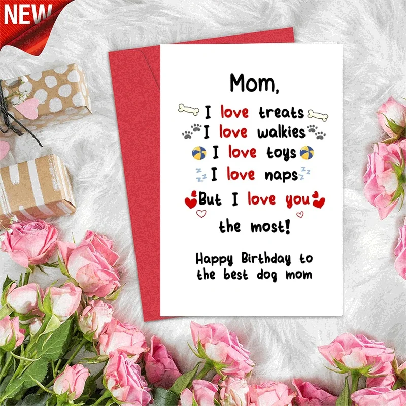 Happy Birthday Card for Dog Mom, I Love You Most Dog Themed Greeting Card for Dog Lover Mom Birthday Gift
Happy Birthday Card for Dog Mom, I Love You Most Dog Themed Greeting Card for Dog Lover Mom Birthday Gift
