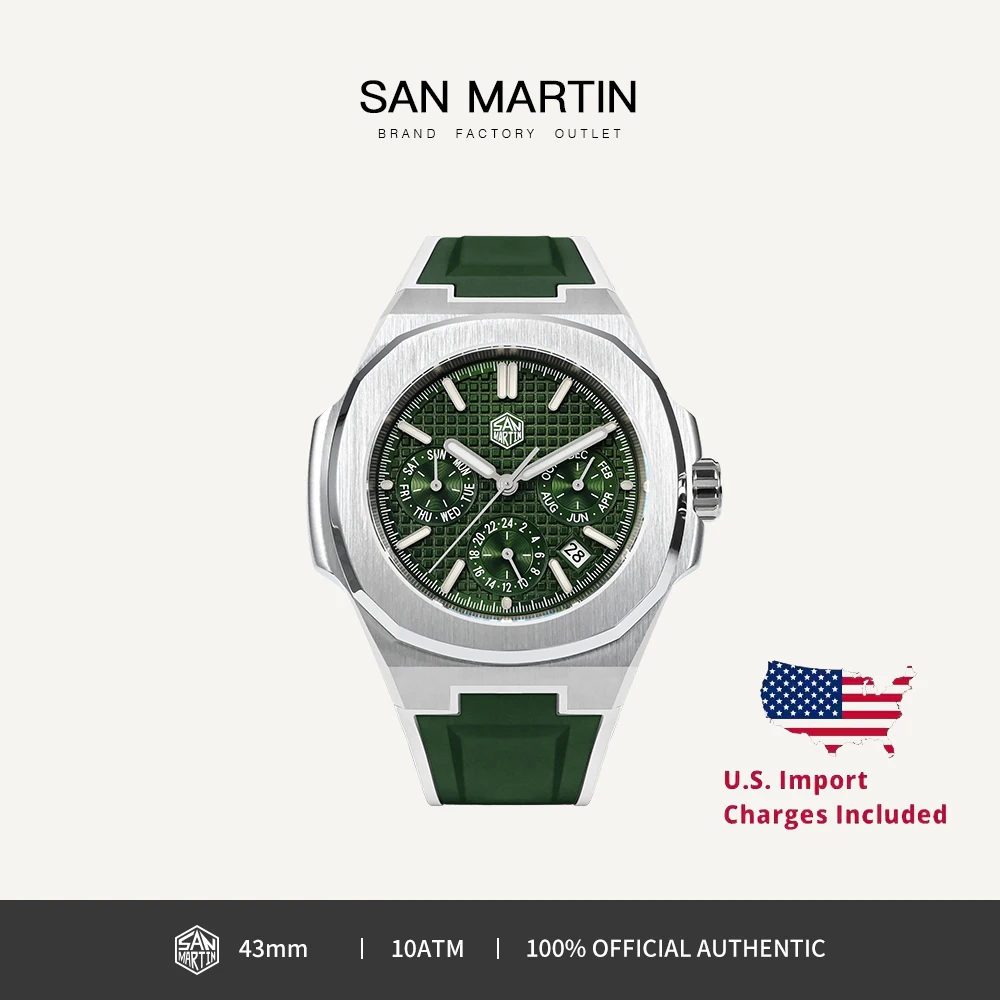 San Martin 43mm Luxury Men Watch Business Multifunctional Miyota 9120 Automatic Mechanical Watches Luminous Waterproof SN0075
San Martin 43mm Luxury Men Watch Business Multifunctional Miyota 9120 Automatic Mechanical Watches Luminous Waterproof SN0075
