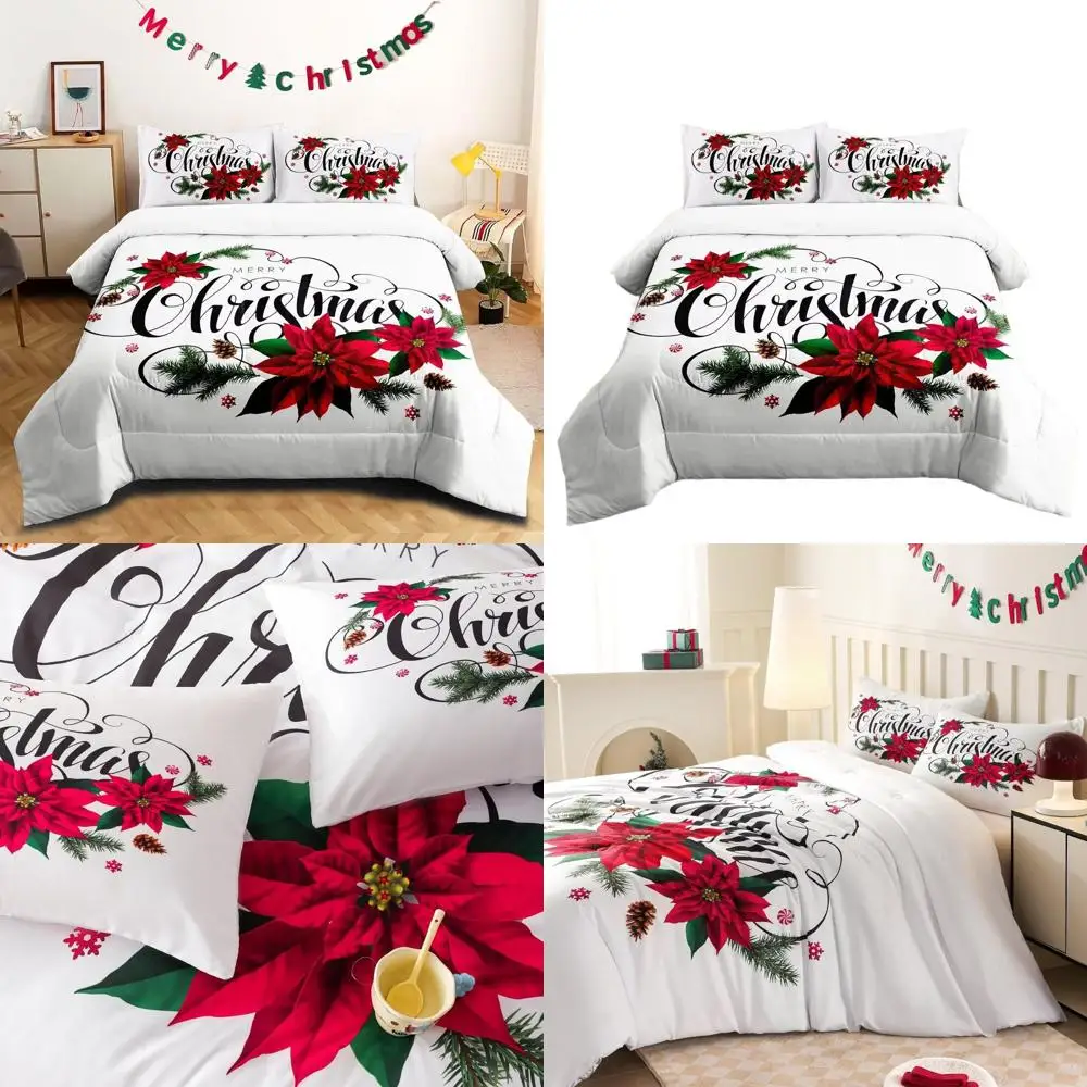 Рождественский комплект постельного белья королевского размера с красными цветами пуансеттии, праздничный праздничный декор для спальни
Рождественский комплект постельного белья королевского размера с красными цветами пуансеттии, праздничный праздничный декор для спальни