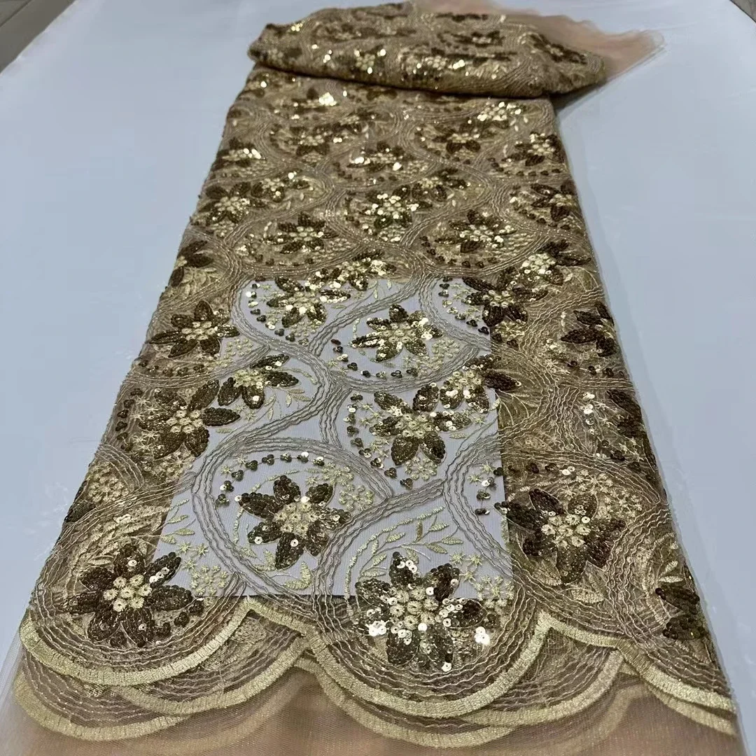 Gold Nigerian Sequins Lace Fabric 2024 High Quality African French Tulle Sequins Embroidery Lace Fabric For Party Dress LR24110
Gold Nigerian Sequins Lace Fabric 2024 High Quality African French Tulle Sequins Embroidery Lace Fabric For Party Dress LR24110