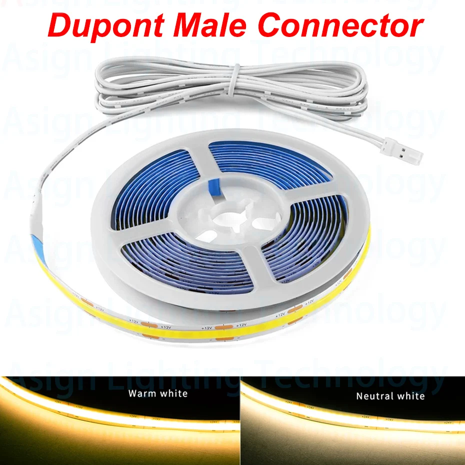 320LEDs/m 8mm Flexible Tape Dupont Male Interface COB LED Strip DC12V/24V 1m/2m/3m/4m/5m Soft Cuttable DIY Decor Lighting
320LEDs/m 8mm Flexible Tape Dupont Male Interface COB LED Strip DC12V/24V 1m/2m/3m/4m/5m Soft Cuttable DIY Decor Lighting
