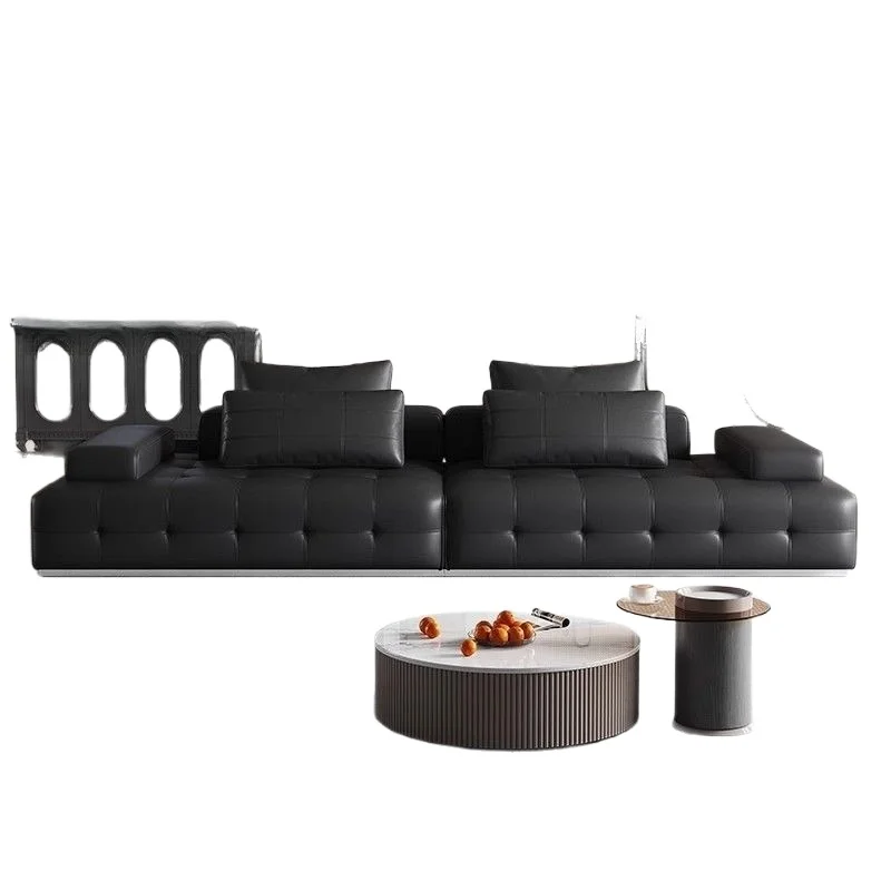 Straight row leather sofa, Italian minimalist living room villa large flat leather sofa
Straight row leather sofa, Italian minimalist living room villa large flat leather sofa