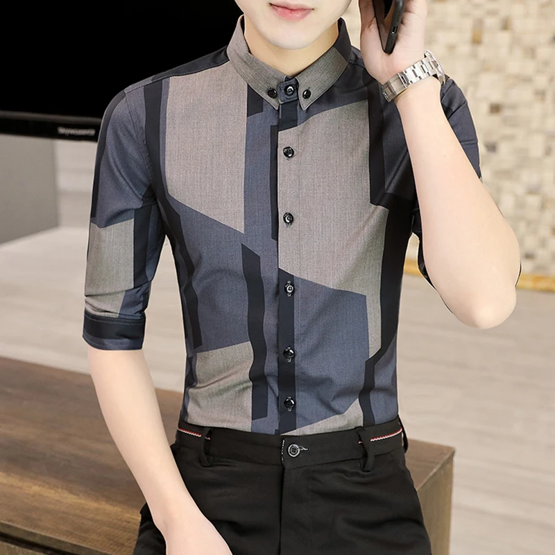 Trendy Ice Silk Slim Fit Men's Shirt Half Sleeve Summer New Korean Style Fashionable mid Sleeve Shirt Polyester Viscose Nylon
Trendy Ice Silk Slim Fit Men's Shirt Half Sleeve Summer New Korean Style Fashionable mid Sleeve Shirt Polyester Viscose Nylon