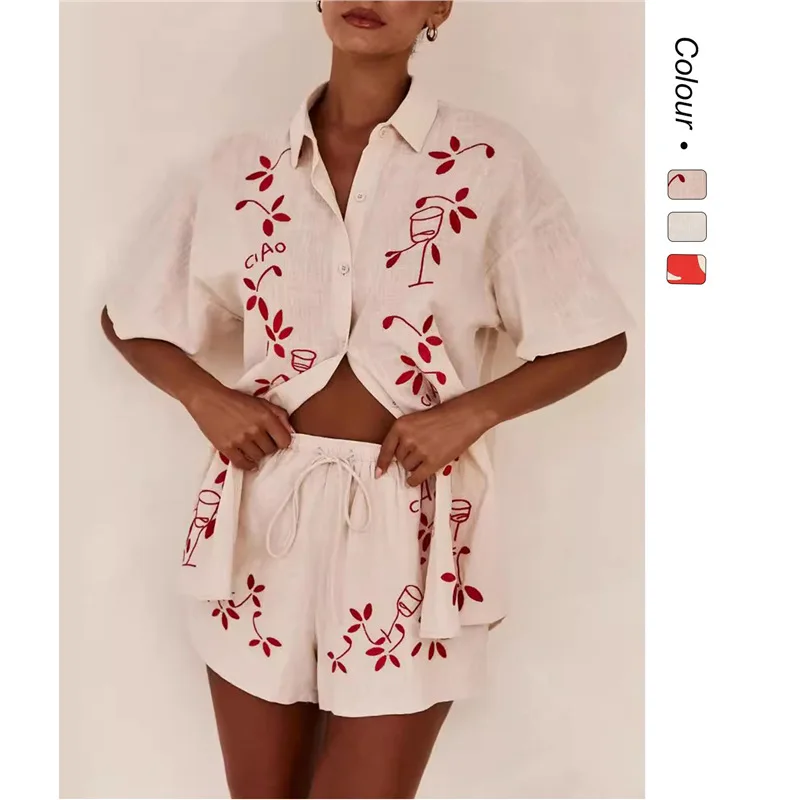 25 Spring Summer New 3d Embroidered Comfortable Casual Short Shirt Set-88189 Women's Casual Dresses Femme Clothing Robe Outfits
25 Spring Summer New 3d Embroidered Comfortable Casual Short Shirt Set-88189 Women's Casual Dresses Femme Clothing Robe Outfits