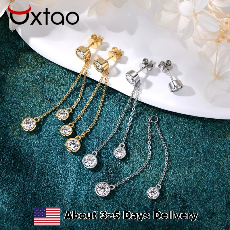 Длинные серьги-капли OXTAO с муассанитом и кисточками, стерлинговое серебро 925 пробы, двойная цепочка, 5 мм и 4 мм, серьги с бриллиантами, ювелирные изделия, подарок
Длинные серьги-капли OXTAO с муассанитом и кисточками, стерлинговое серебро 925 пробы, двойная цепочка, 5 мм и 4 мм, серьги с бриллиантами, ювелирные изделия, подарок