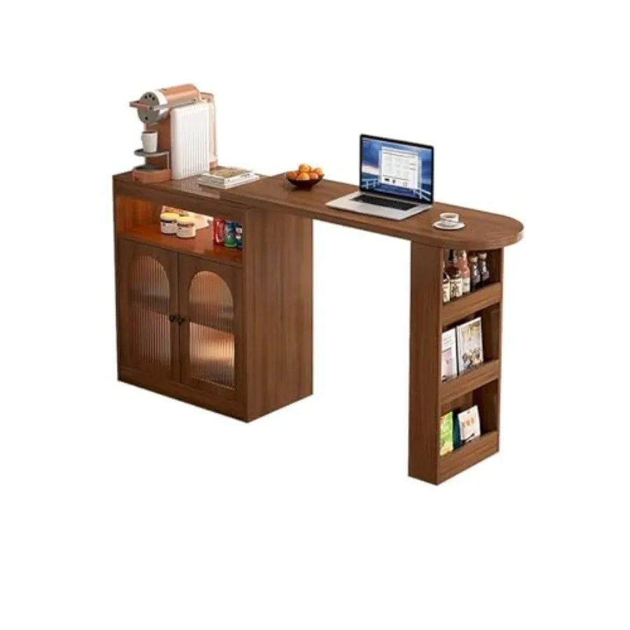 Modern 360° Rotating and Extendable Bar Table, Pub Cabinet with Rotating Top with Storage Space and Glass Doors, Counter Height
Modern 360° Rotating and Extendable Bar Table, Pub Cabinet with Rotating Top with Storage Space and Glass Doors, Counter Height