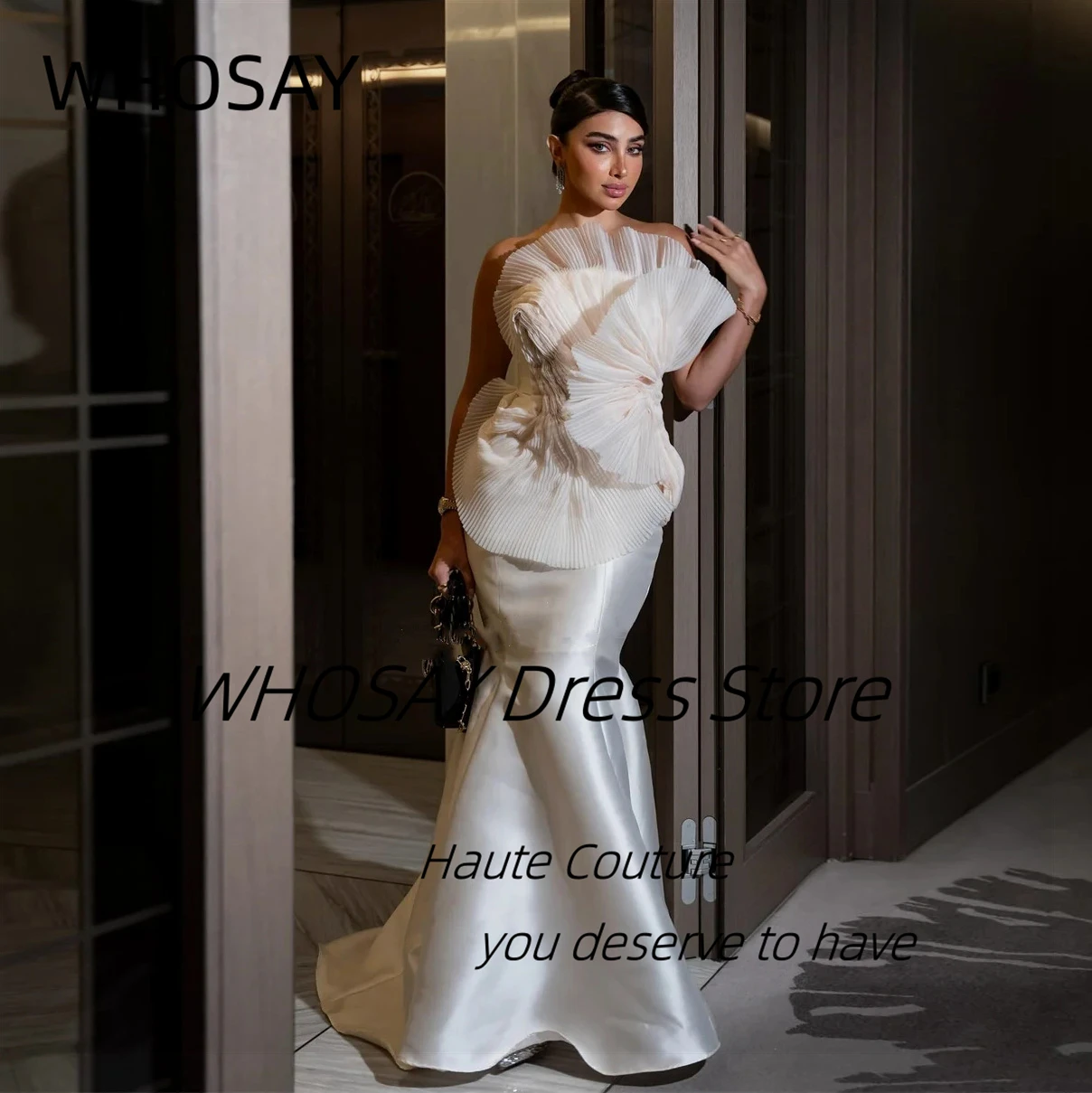 WHOSAY Customized Pleats Strapless Prom Dresses Mermaid Long Elegant Evening Dress Saudi Arabia Women Zipper Back Party Gowns
WHOSAY Customized Pleats Strapless Prom Dresses Mermaid Long Elegant Evening Dress Saudi Arabia Women Zipper Back Party Gowns