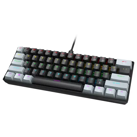 APAYADO K61 Mini Mechanical Keyboard,Wired,61 Keys,Phantom RGB, Black/White Red/Blue Mechanical Switch for Gaming,60% Portable