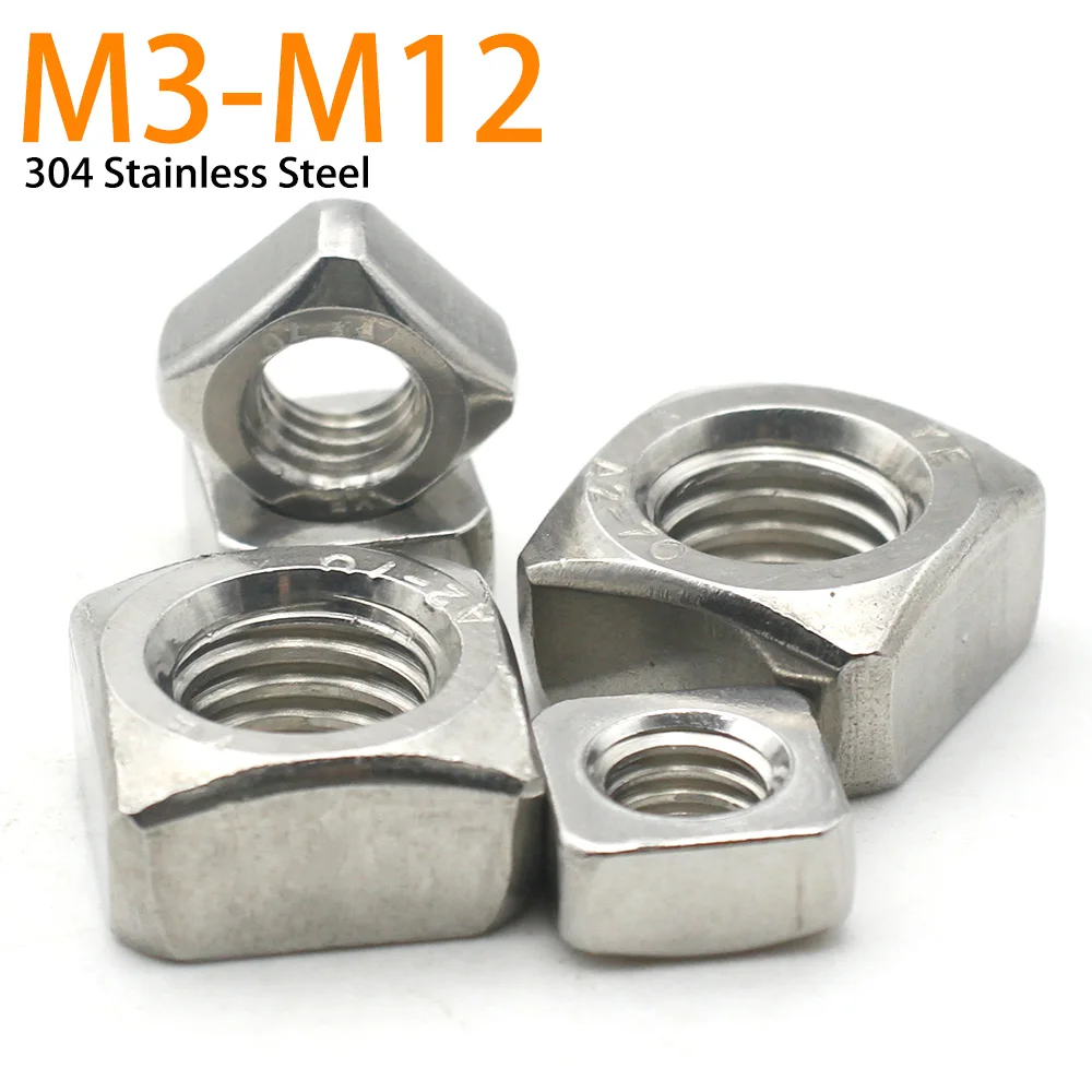 10PCS/Lot M3 M4 M5 M6 M8 M10 M12 304 Stainless Steel Square Nuts Anti-Rust Square Threaded Nuts Bolts Industrial Fasteners
10PCS/Lot M3 M4 M5 M6 M8 M10 M12 304 Stainless Steel Square Nuts Anti-Rust Square Threaded Nuts Bolts Industrial Fasteners